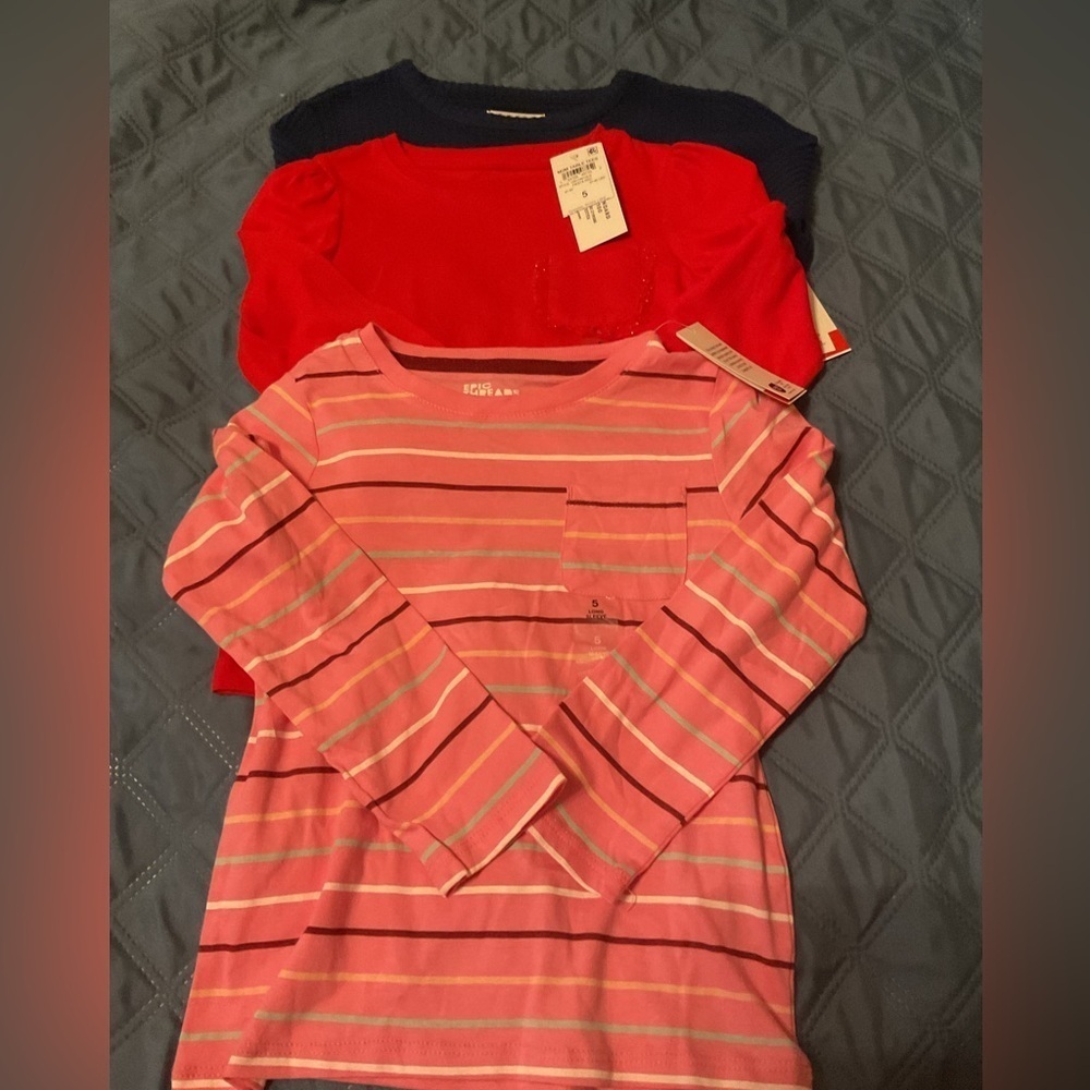 Epic Threads Little Girls Bundle - 3 Long Sleeve Shirts All NWT Size 5